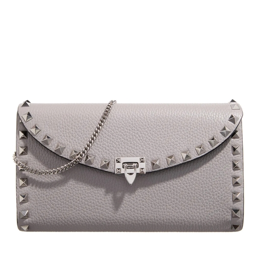 Valentino Garavani Wallet With Strap Rockstud Dove Grey Portemonnaie mit Überschlag