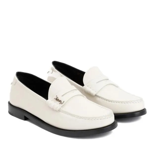 Saint Laurent Leather Pearl Loafers White Ballerina