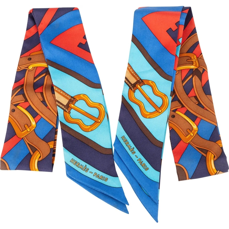Hermès Wollschal Hermes Bleu Silk Twilly Set mehrfarbig