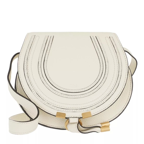 Chloé Small Marcie Shoulder Bag Grained Leather Natural White Zadeltas