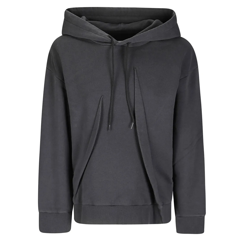 MM6 Maison Margiela  Long-Sleeved Cotton Sweatshirt With Hood And Draws Black