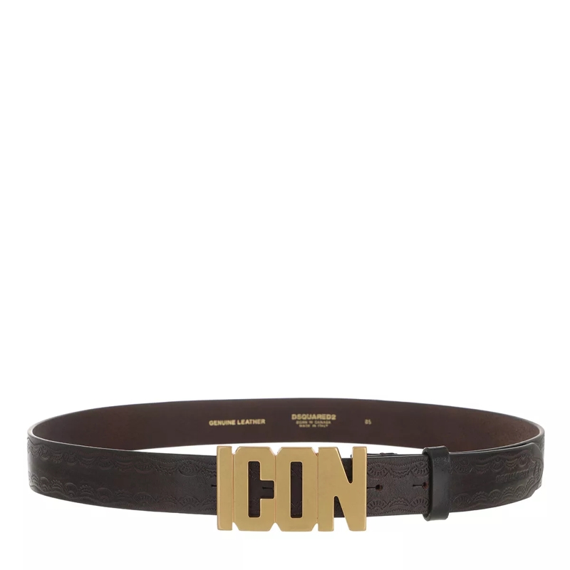 Dsquared2 Ledergürtel Be ICON Belt Border Pattern Black+Old Gold(Image 3)