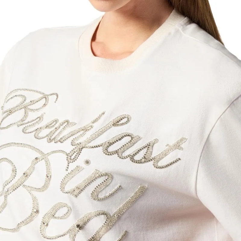 Philipp Plein T-Shirt T-Shirt Rundhalsausschnitt Ls Crystal Verziert weiss(Image 5)