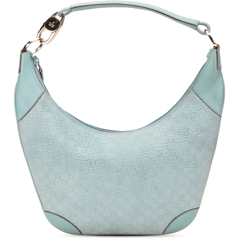 Gucci Schultertasche G Square Suede Hobo blau