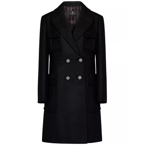 Etro Double-Breasted Coat Black 
