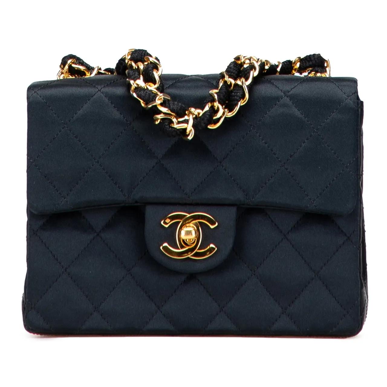 Chanel Crossbody Bags - Mini Square Quilted Satin Single Flap - Gr. unisize - in Schwarz - für Damen