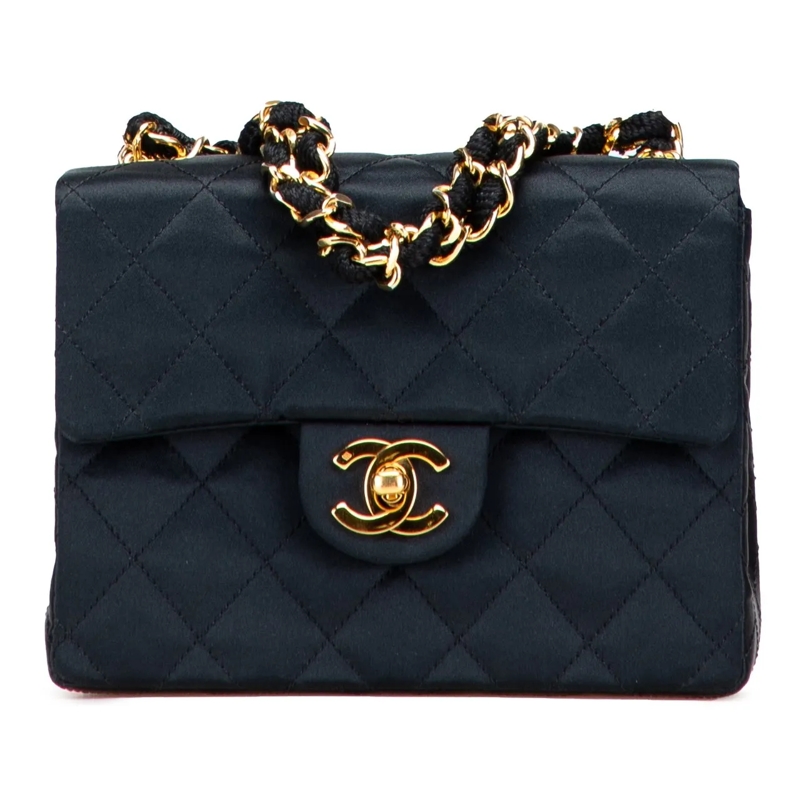 Chanel Fourre-tout Mini Square Quilted Satin Single Flap schwarz