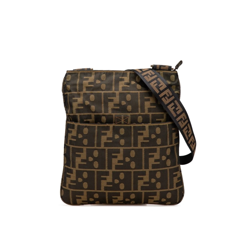Fendi Schultertasche Zucca Canvas Skull Crossbody braun
