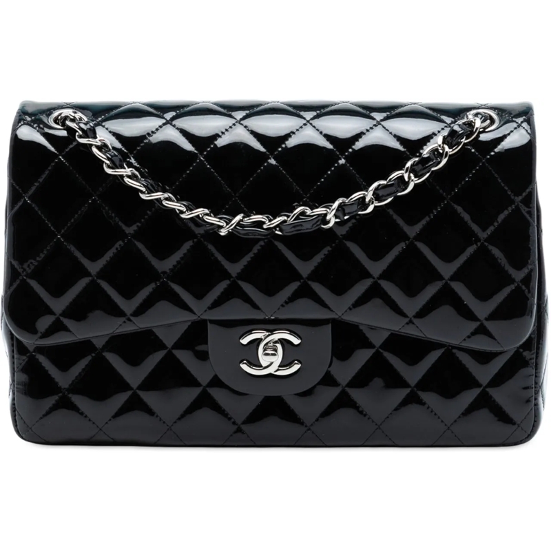 Chanel Schultertasche Jumbo Classic Patent Double Flap schwarz