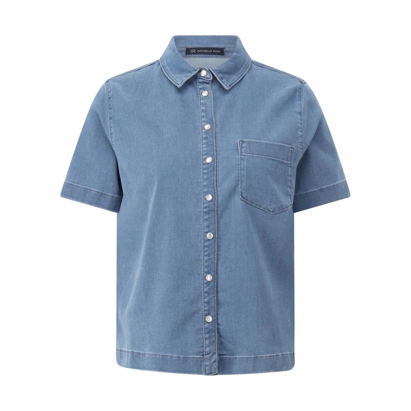 Raffaelo Rossi Bluse Kurzarm Bluse im Denim-Style Blau