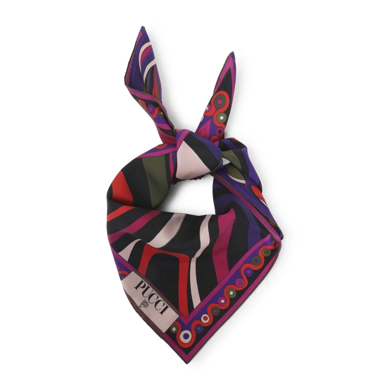Pucci Écharpe légère Bold Abstract Silk Scarf With Decorative Edges Multicolor