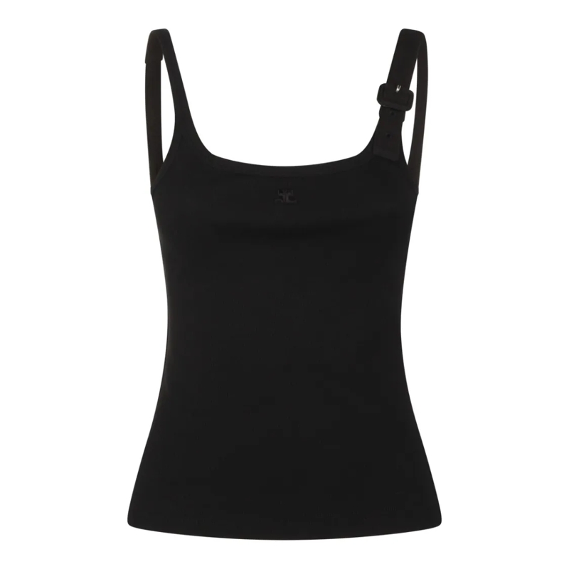 Courrèges Top Black Cotton Top Black