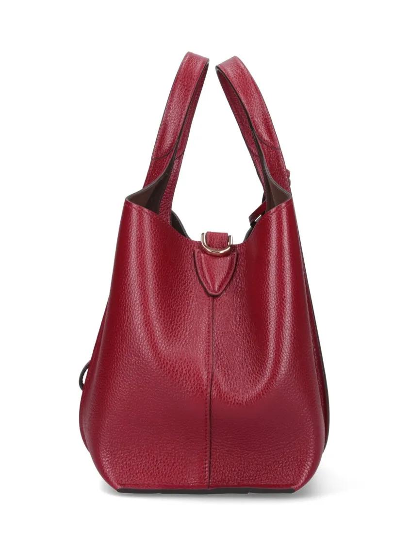 TOD'S Hobo bags Small Bordeaux Textured Calfskin Shoulder Bag in rood