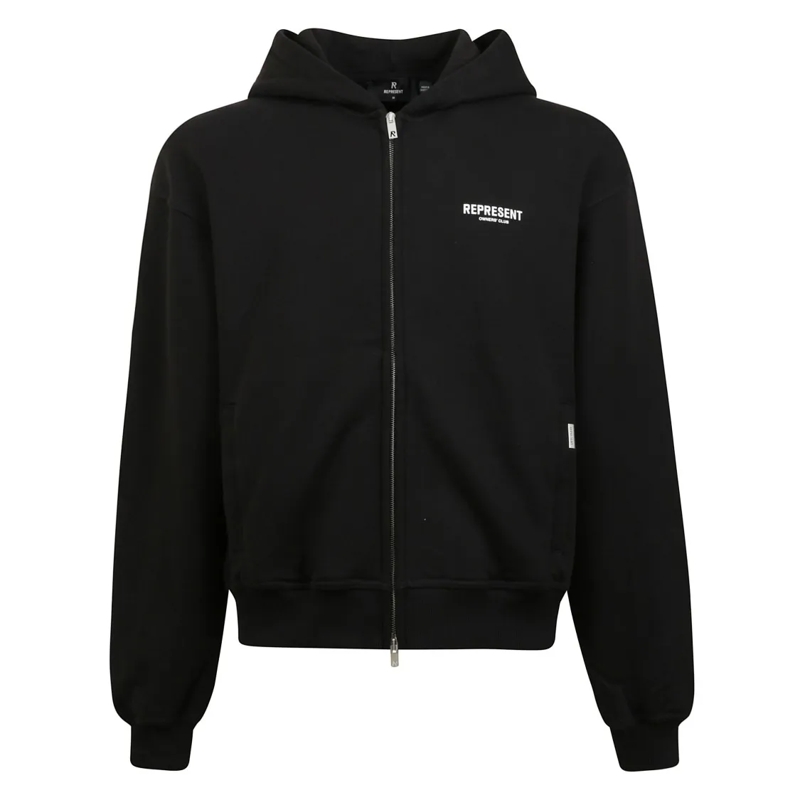 Represent  Black Zip-Up Hoodie Black