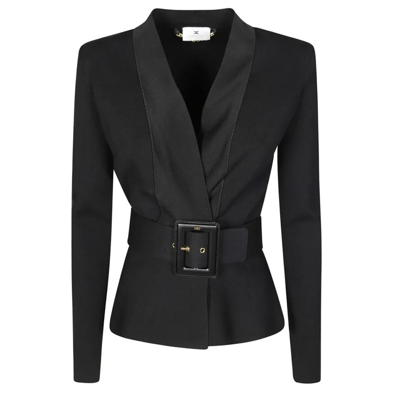 Elisabetta Franchi Pullover Tricot Sweater With Belt Black