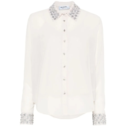 Blugirl Hemden Ecru Semi-Sheer Shirt With Stones White