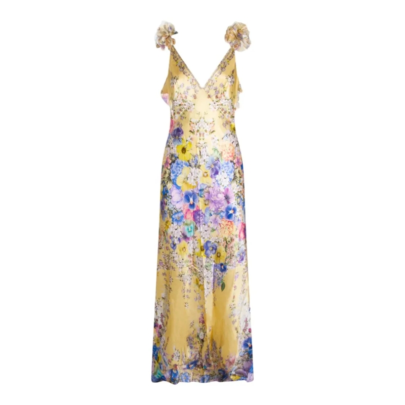 Camilla Robe midi Flowing Silhouette Dress Yellow