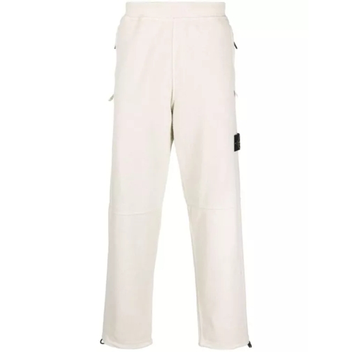 Stone Island Cotton-Blend Beige Track Pants White 