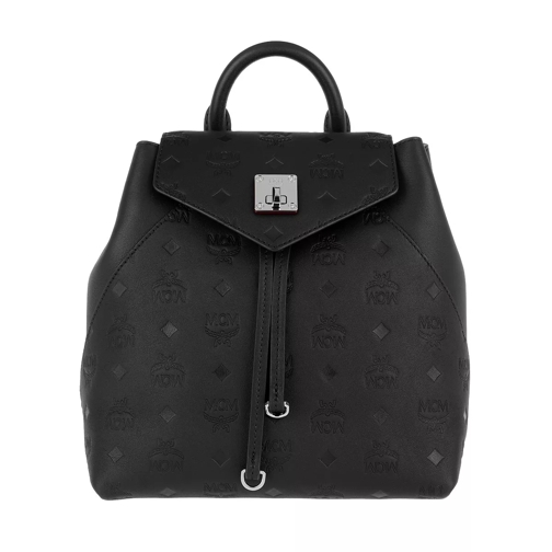 MCM Essential Monogrammed Leather Backpack Small Black Rucksack