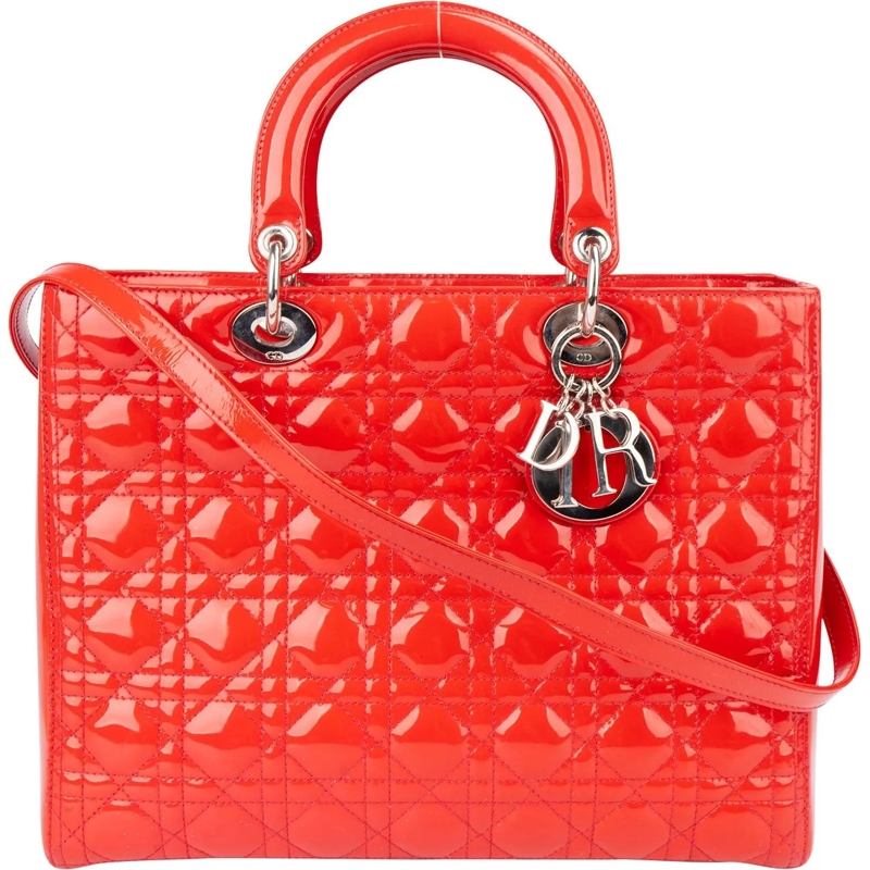 Christian Dior Schultertasche Christian Dior Red Patent Leather Lady Dior Handba rot