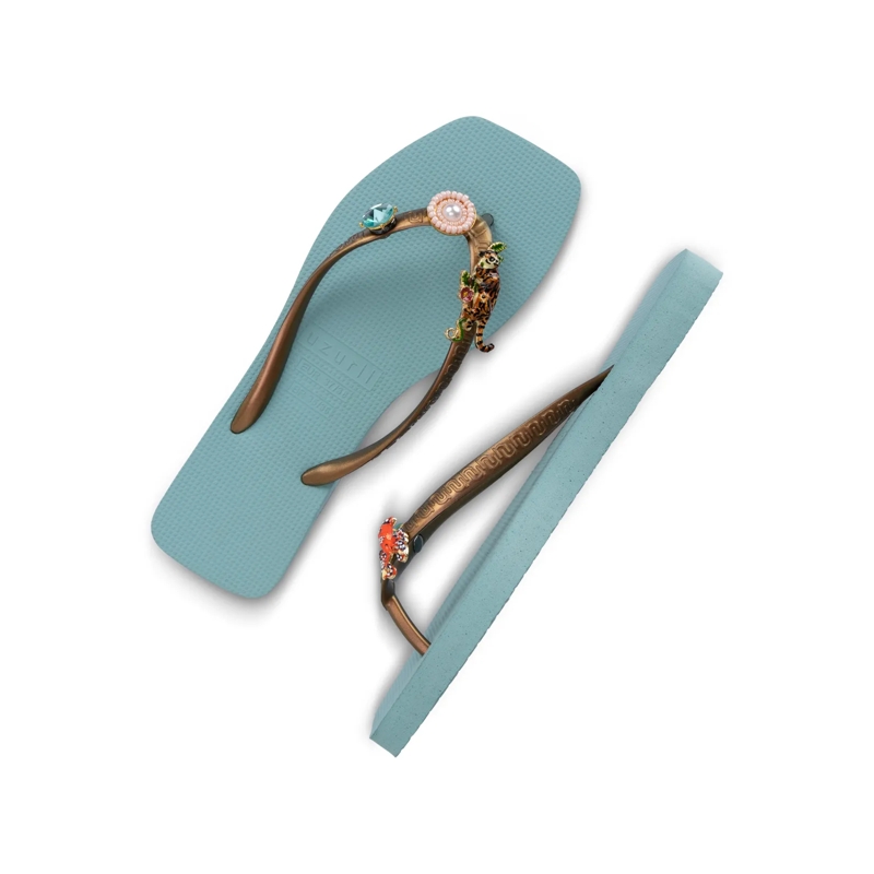 UZURII Flip Flops flip flop Flore Square Grande ocean(Image 20)