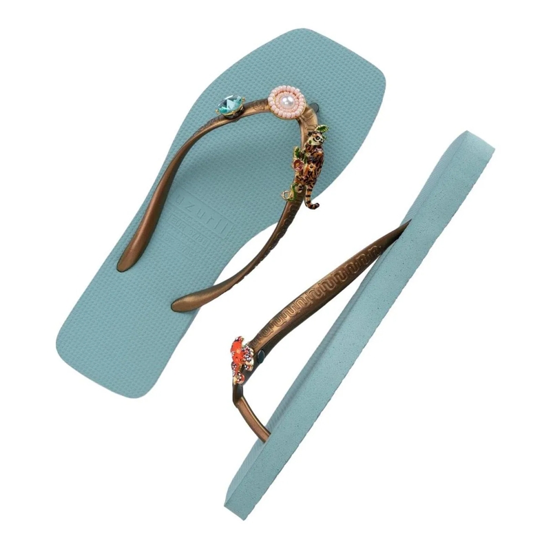 UZURII Flip Flops flip flop Flore Square Grande ocean(Image 4)