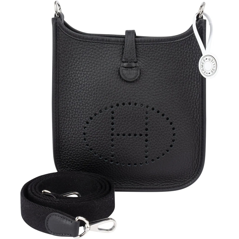 Hermès Tote Hermes Clemence Leather Evelyne 16 Crossbody Bag schwarz