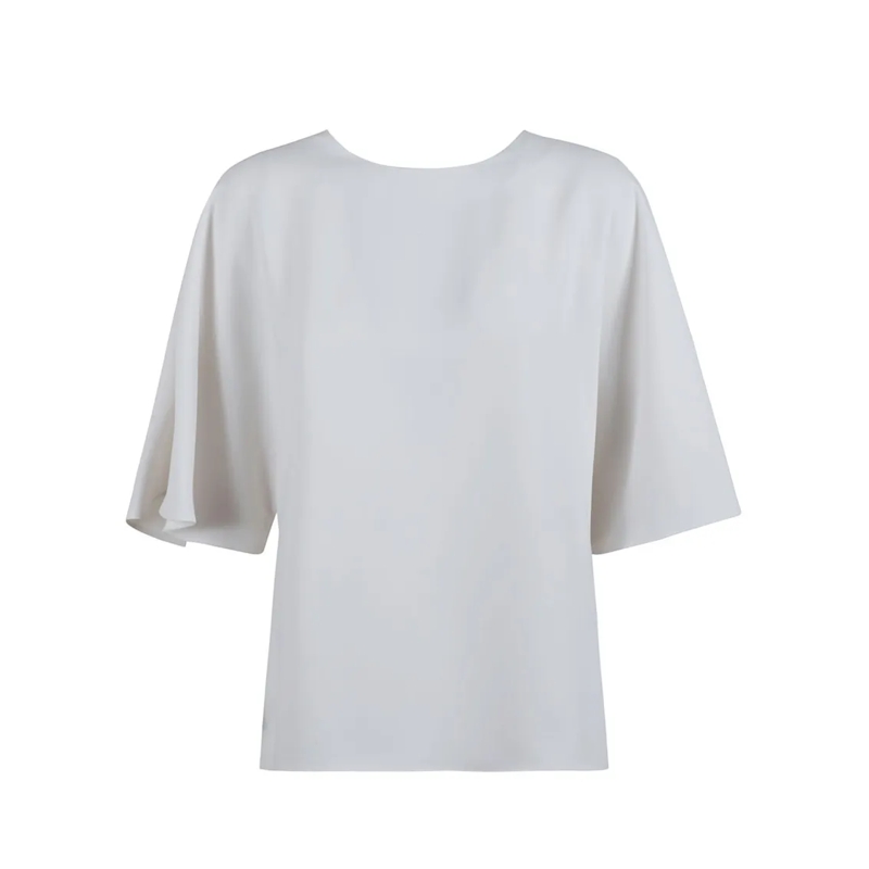 P.A.R.O.S.H. Chemisier Relaxed-Fit Top With Wide Sleeves And Keyhole Deta White