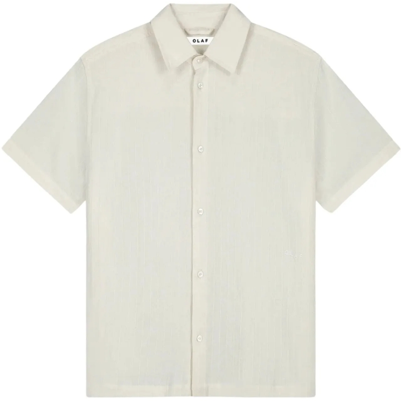ØLÅF Legeres Oberteil Olaf Textured Stripe Boxy Ss Shirt Korte Mouw Over weiß