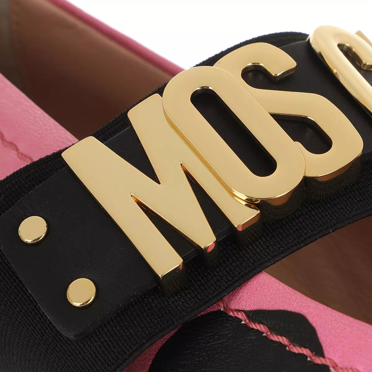 Moschino Loafers Logo Ballerina Leather Polka Dot in poeder roze