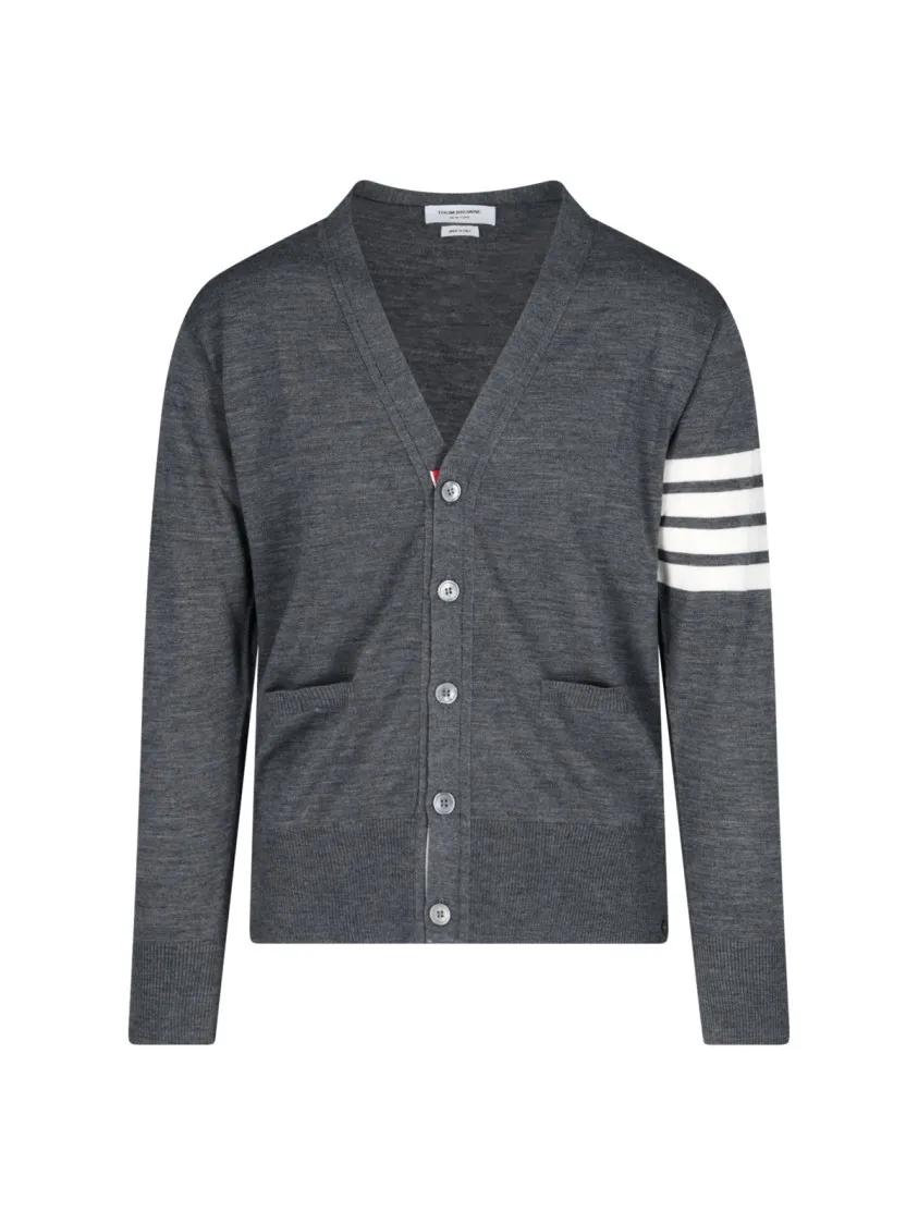 Thumbnail - Thom Browne - '4-Bar' Cardigan – Grey - Größe 2 - grau