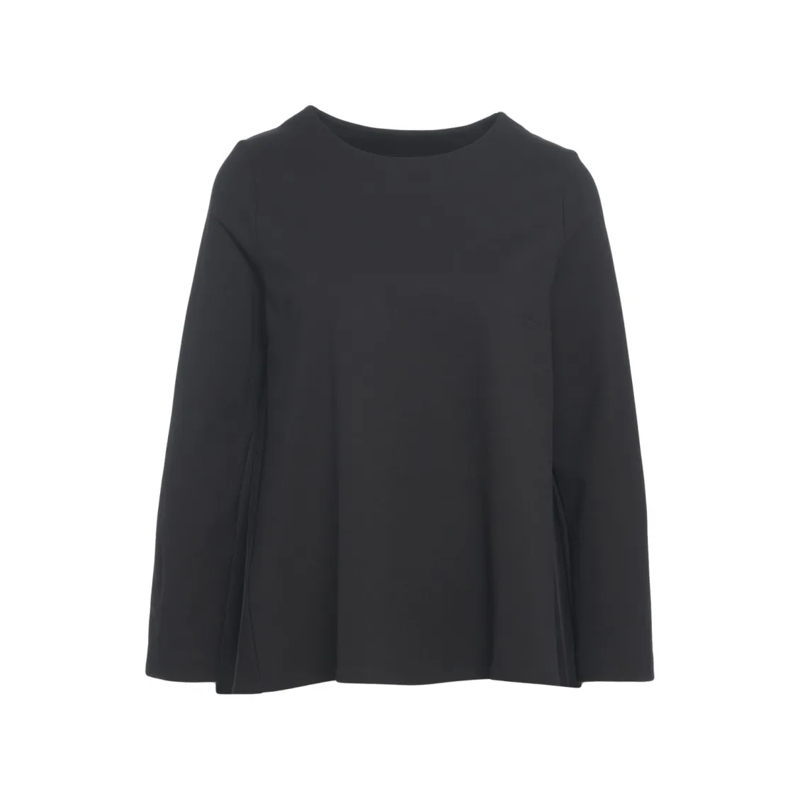 Oblo Unique  Wool Sweatshirt With Trapeze Silhouette And Side P Black