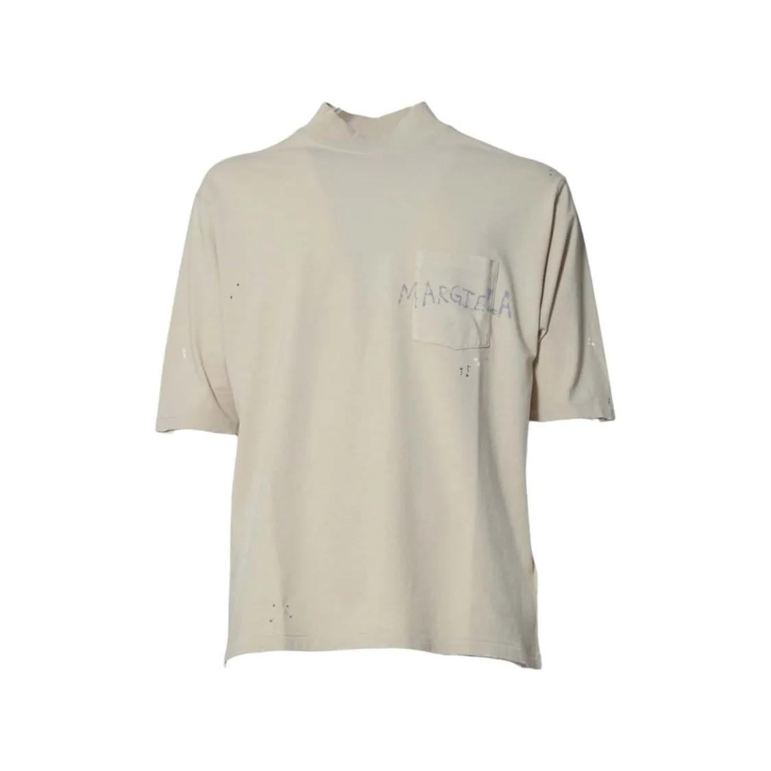 Thumbnail - Maison Margiela - Sand Cotton T-Shirt With Graffiti Logo - Größe M - beige