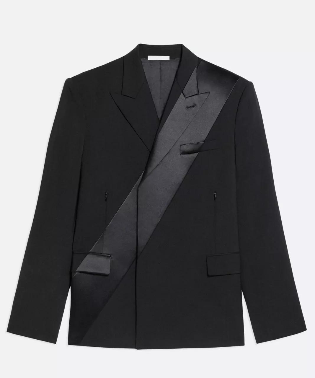 Thumbnail - Helmut Lang - HELMUT LANG Schwarzer Anzugblazer mit Satineinsatz - Größe XS - multi