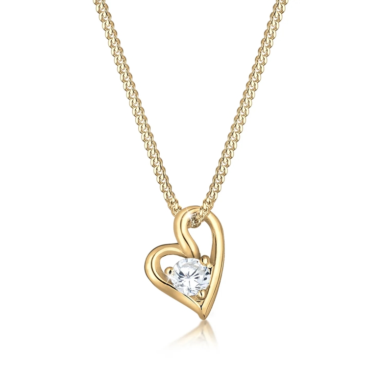 Elli Mittellange Halskette Halskette Herz Liebe Zirkonia 585 Bezaubernd Gelbg gold