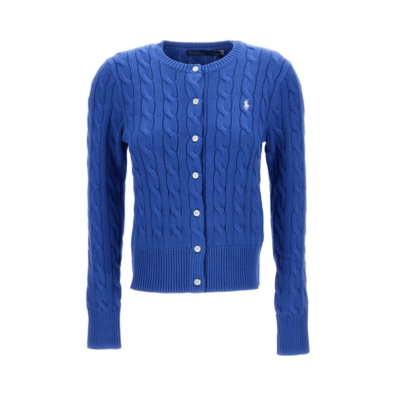 Polo Ralph Lauren Vest Fitted Cable Knit Cardigan With Button Closure Blue