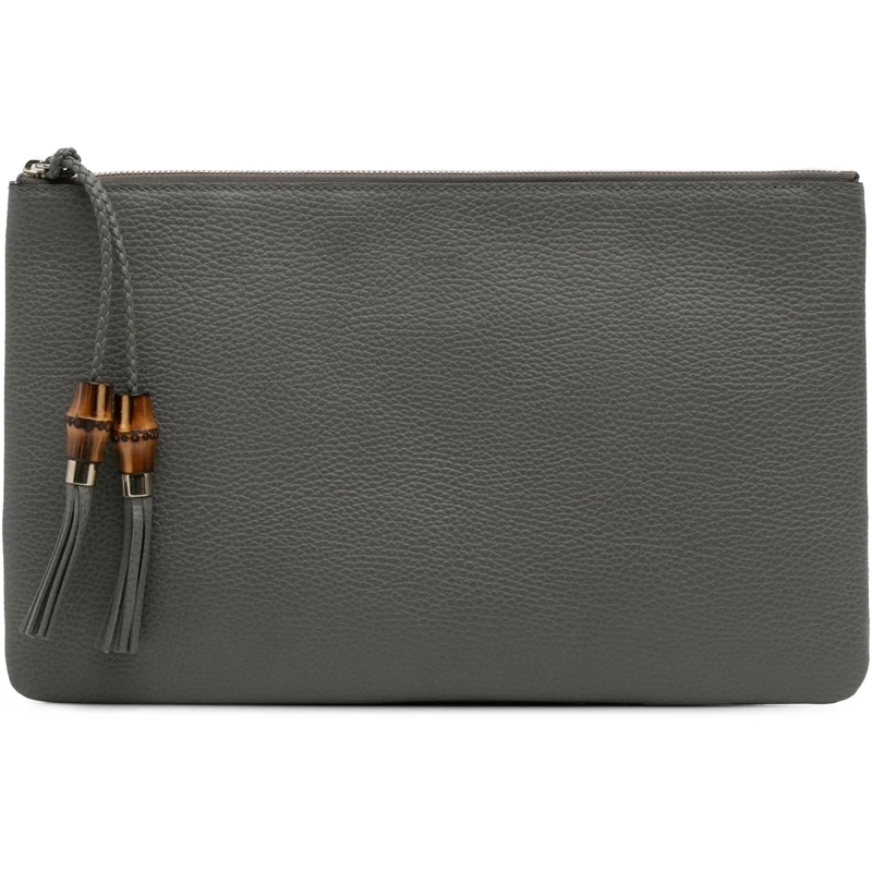 Gucci Clutch Calfskin Bamboo Tassel Clutch grau