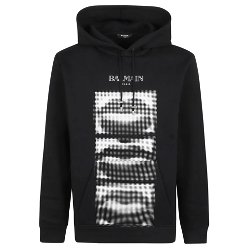 Balmain Hoodie Lips Print Hoodie Black