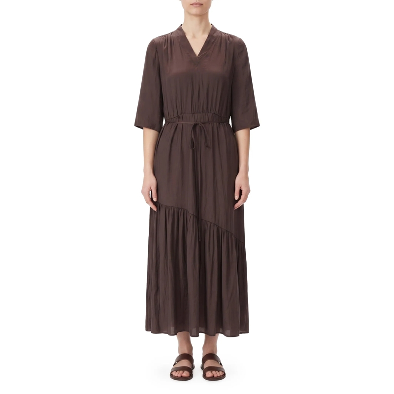 Luisa Cerano Maxikleid Midikleid aus Satin braun(Image 2)