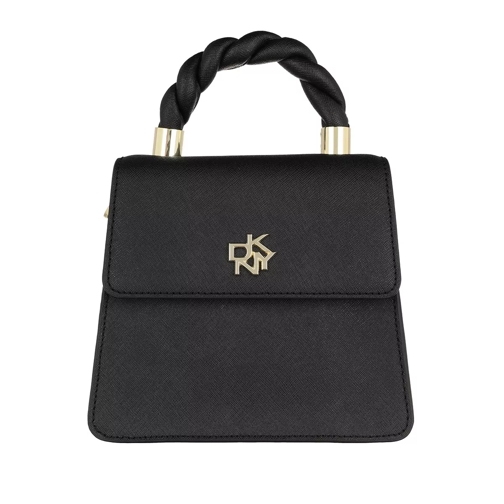 DKNY Carol Top Flap Crossbody Leather Black Gold Crossbody Bag
