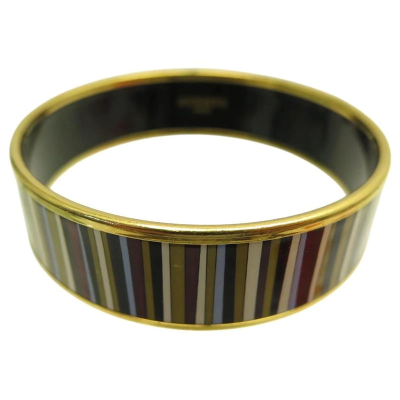 Hermès Armband HERMES ARMBAND MIT STREIFEN AUS EMAILLE & 18K GOLD mehrfarbig