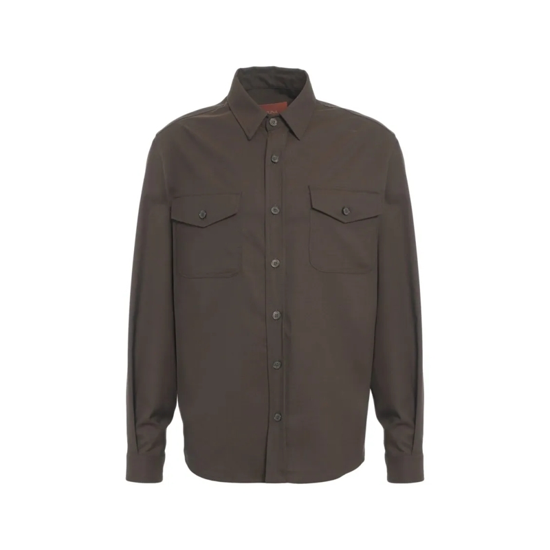 Cruna Overhemd 'Osaka' Wool Blend Shirt Brown