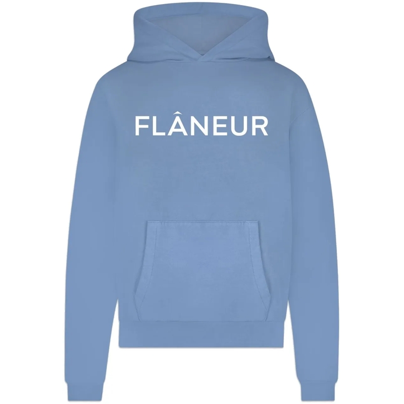 Flâneur  Printed Logo Hoodie | Blue blau