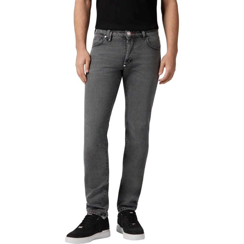 Philipp Plein Jeans mit geradem Bein Das Basismodell der 5-Pocket-Jeans zeichnet sich d grau(Image 3)