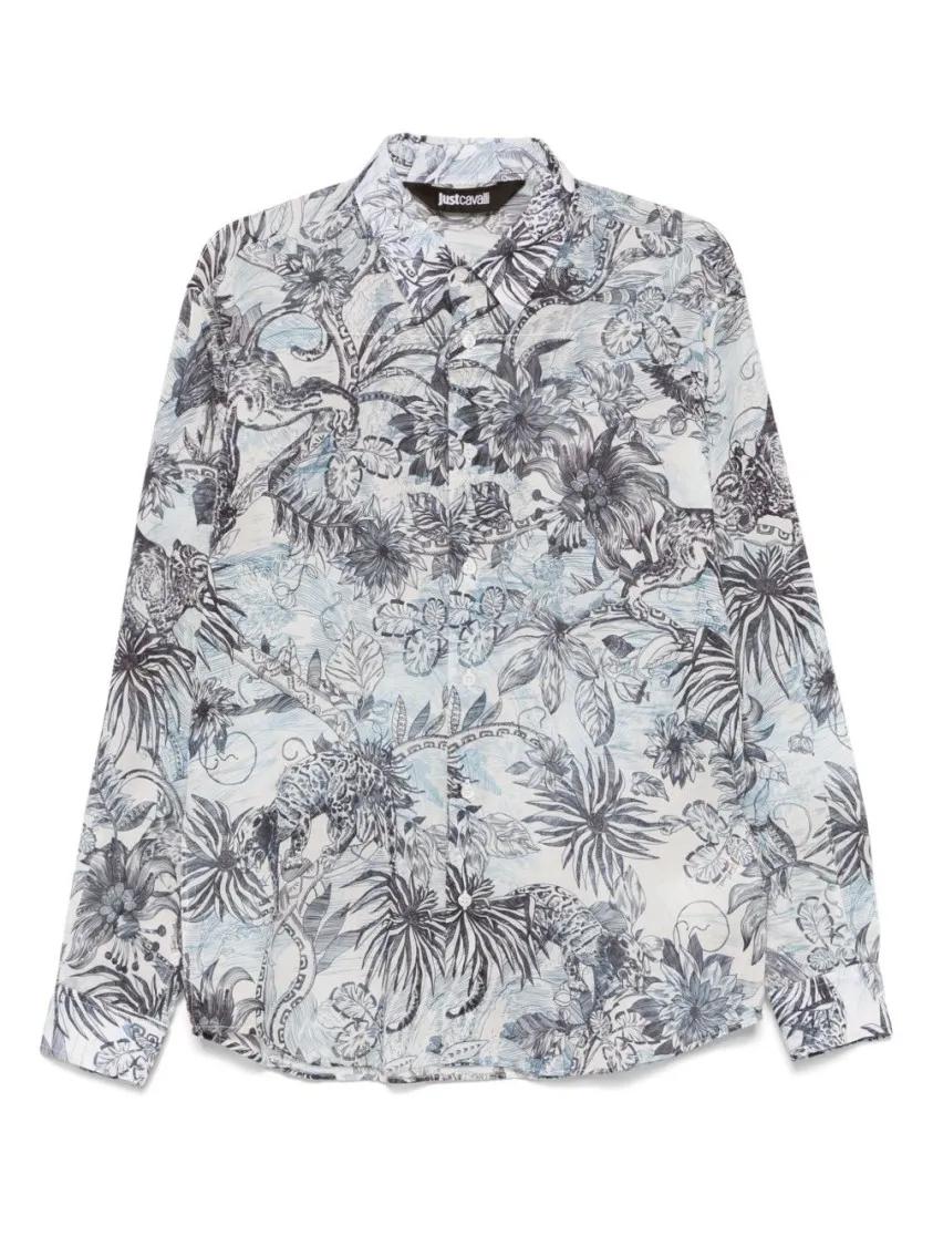 Thumbnail - Just Cavalli - Long-Sleeved Jungle Print Shirt - Größe 46 - beige