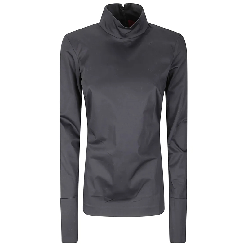 THE LATEST Overhemd Fitted Long-Sleeve Poplin Shirt With Turtleneck Grey