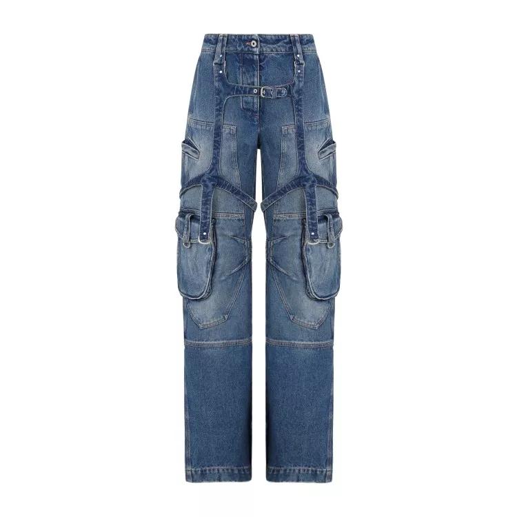 Off-White - Vintage Blue Cotton Cargo Over Pants - Größe 25 - blue