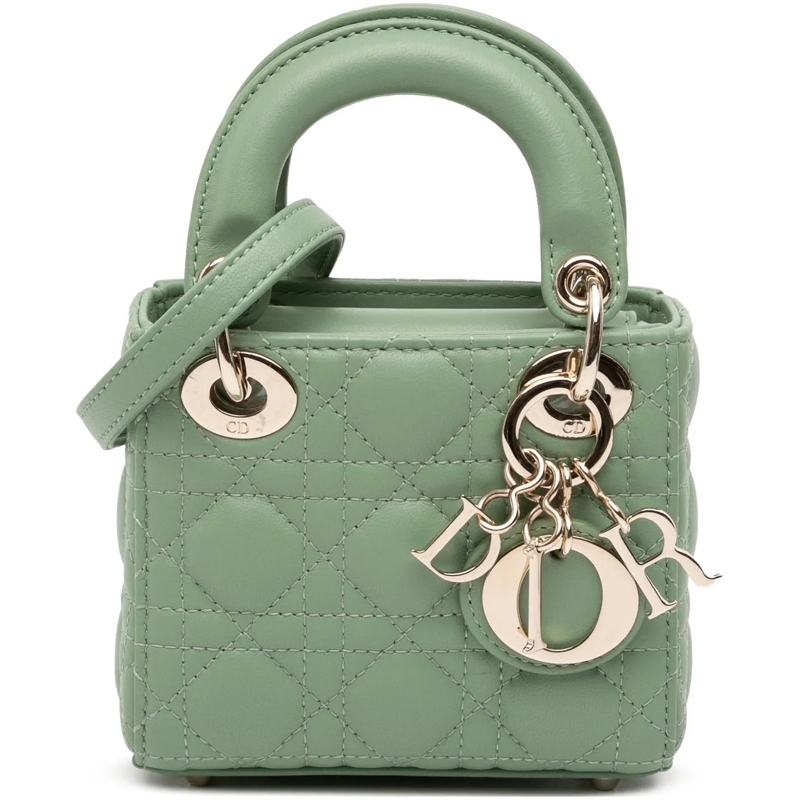Christian Dior Schultertasche Micro Lambskin Cannage Lady Dior grün