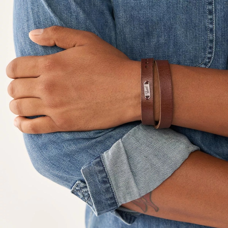 Fossil Heritage Double Wrap Leather Strap Bracelet Bracelet