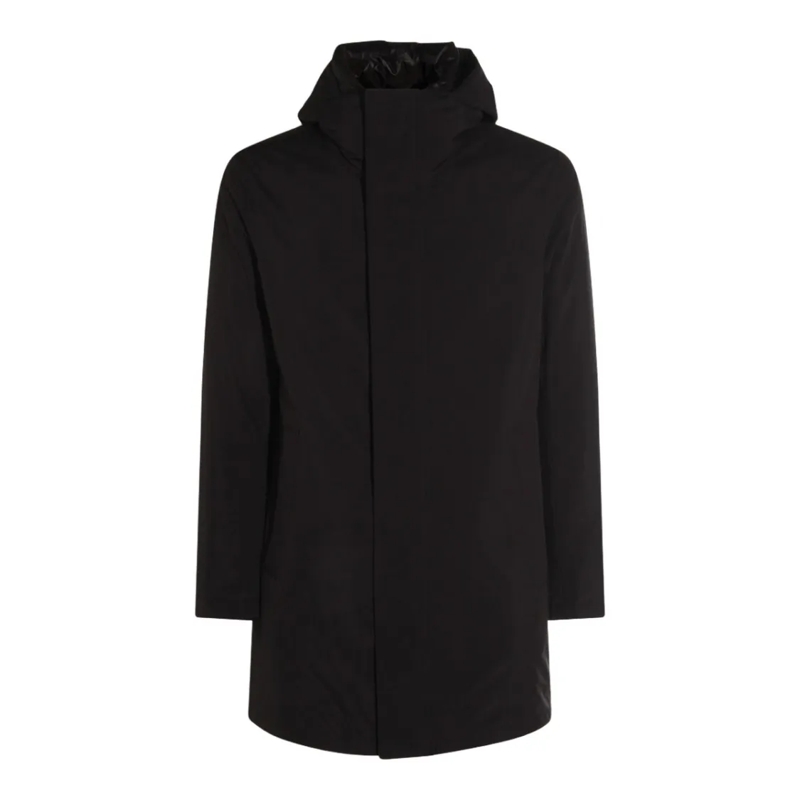 MONTECORE Bontjassen Mid-Thigh Length Black Coat With High Collar Black